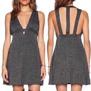 Free People F361Z094 Dance of the Night Black Shimmer Halter Party Medium